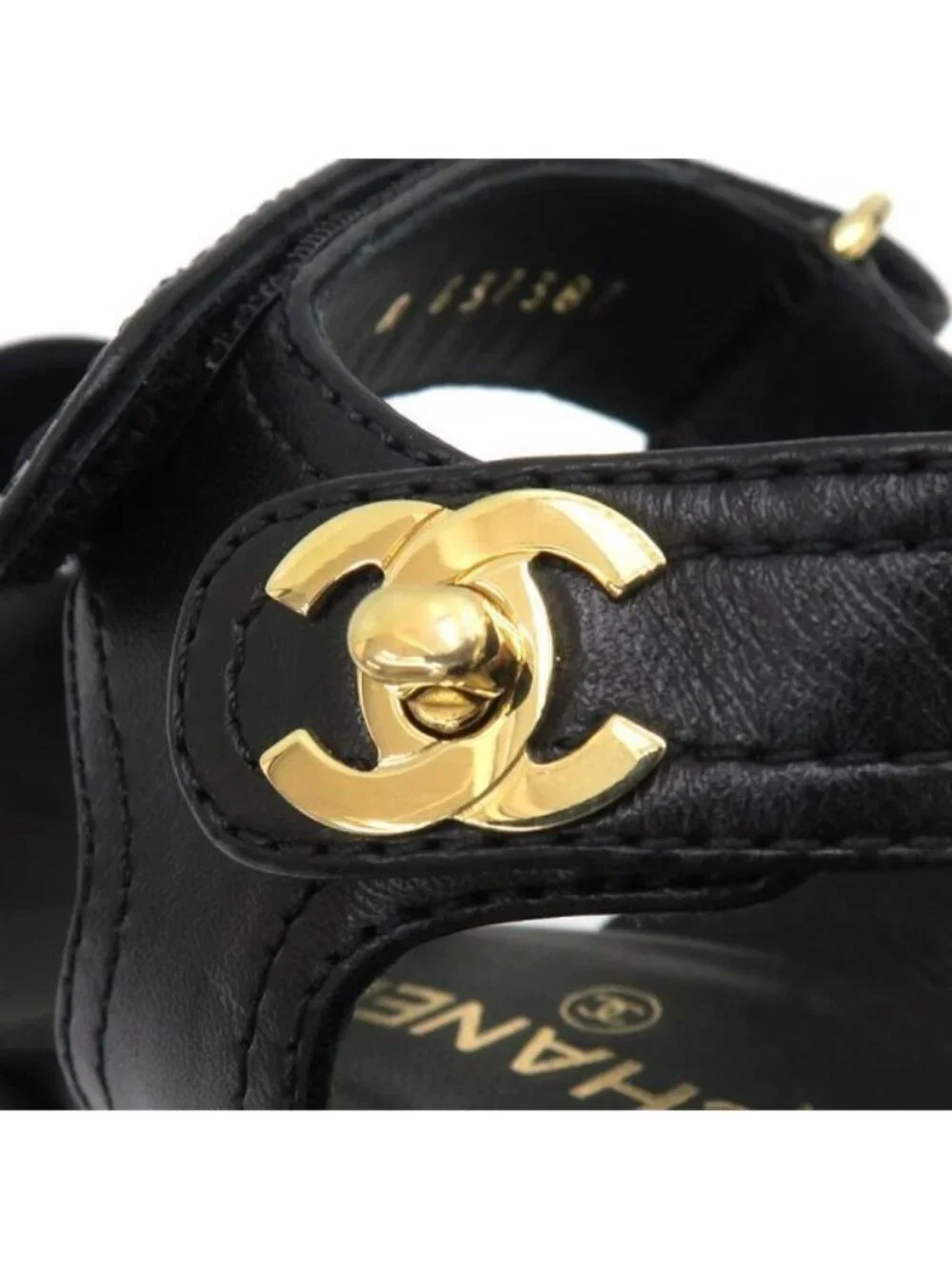 Chanel Sandals Leather Black